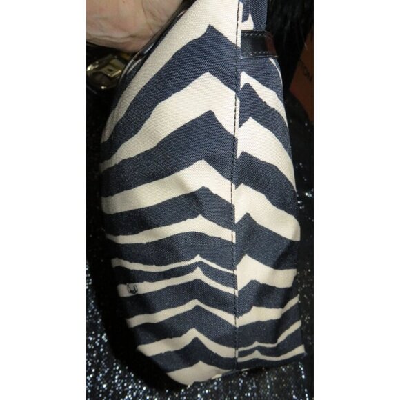 COACH 2013 Devin Zebra Stripe Animal Print Canvas Shoulder Bag Satchel Tote - Picture 4 of 10